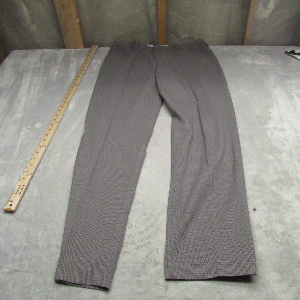 Murano Dress Pants Mens 34x33 Grey Micro Check Flat Front Business‎ Slacks Work